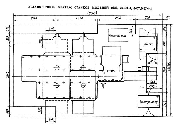 Установче креслення горизонтально-розточувального верстата 2636